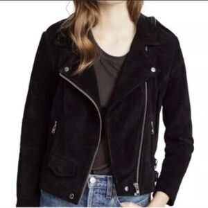 NWOT OAK NYC Black Suede Moto Jacket for Women